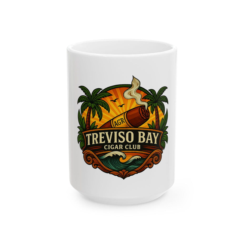Treviso Bay Cigar Club Ceramic Mug – Tropical Cigar Logo Coffee Cup (11oz/15oz)