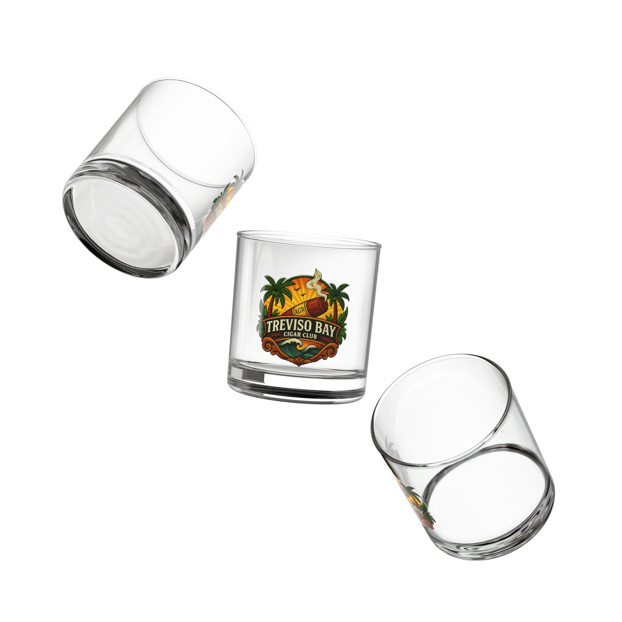 Treviso Bay Cigar Club Logo Whiskey Glass
