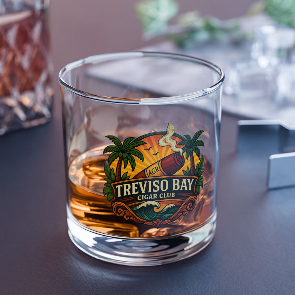 Treviso Bay Cigar Club Logo Whiskey Glass