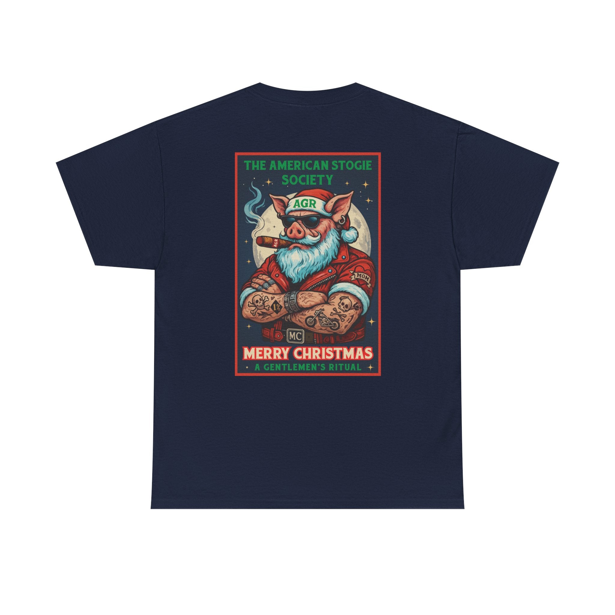 Biker Santa - Crew Neck Tee - The American Stogie Society - A Gentlemen’s Ritual